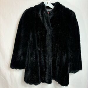 Vintage Sasson New York Paris Black Faux Fur Coat Size 8 Luxury Plush Monique